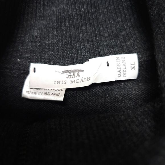 Inis Meain 1/4 Zip Pullover Sweater Mens XL Gray Cashmere Merino Wool Ireland - Picture 2 of 12